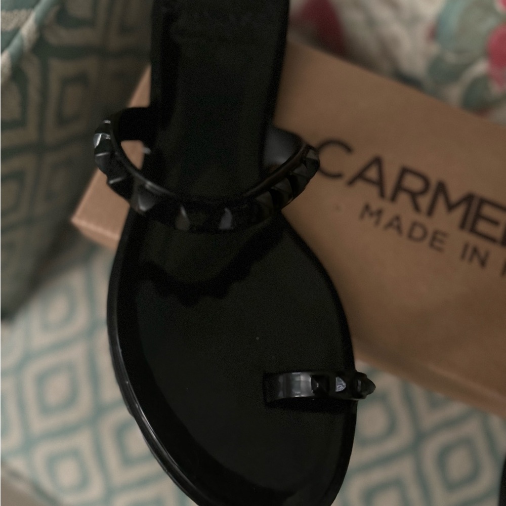 Carmen Sol Maria Jelly Sandal- Black Size 10